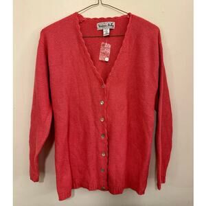 Pink 100% Silk Victoria Holley Button-Down Cardigan, Size S